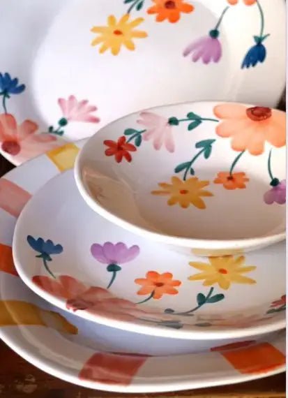 Piatto fondo decoro fiori - La Gabbianella Venezia