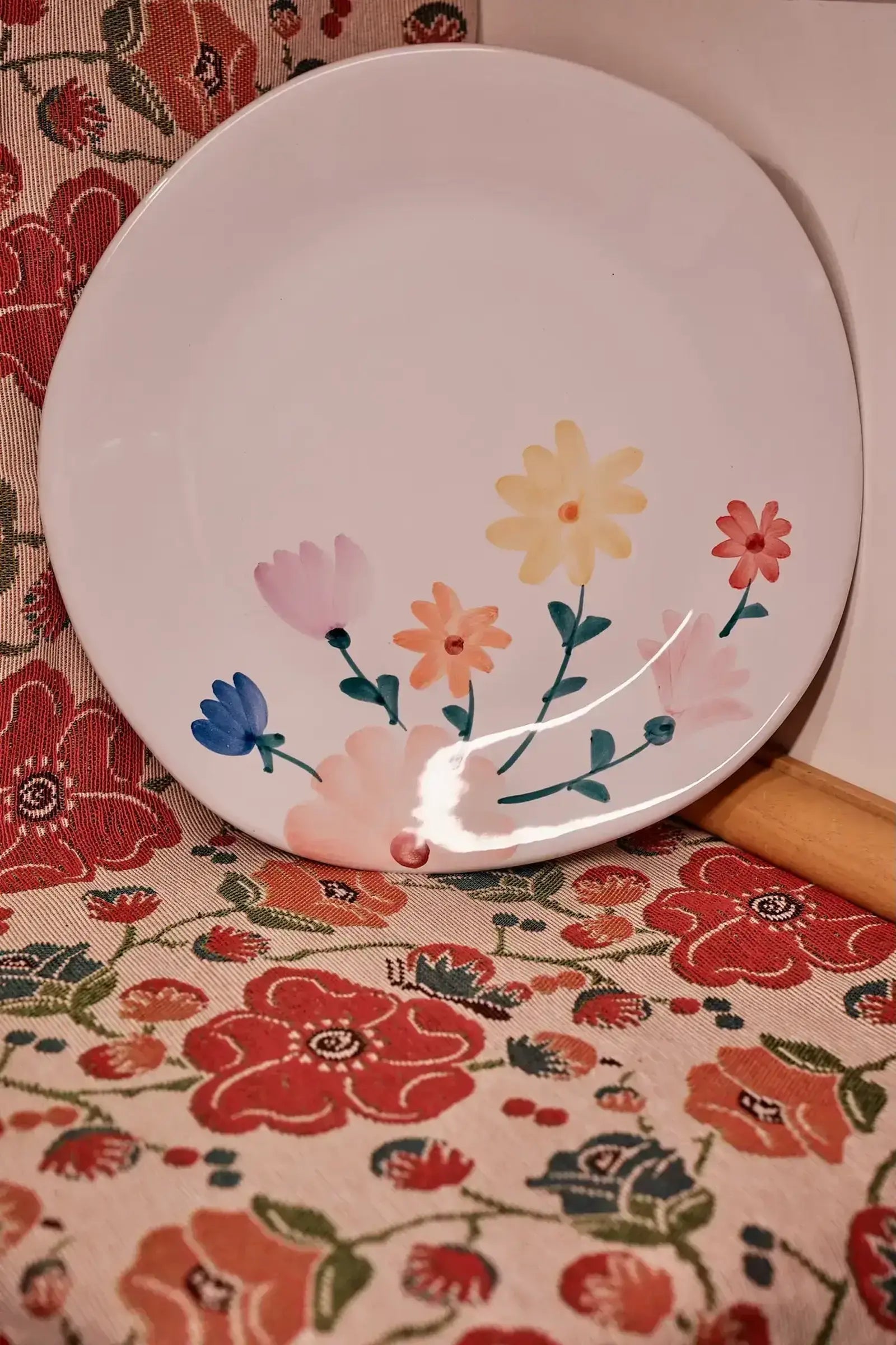 Piatto piano decoro fiori - La Gabbianella Venezia