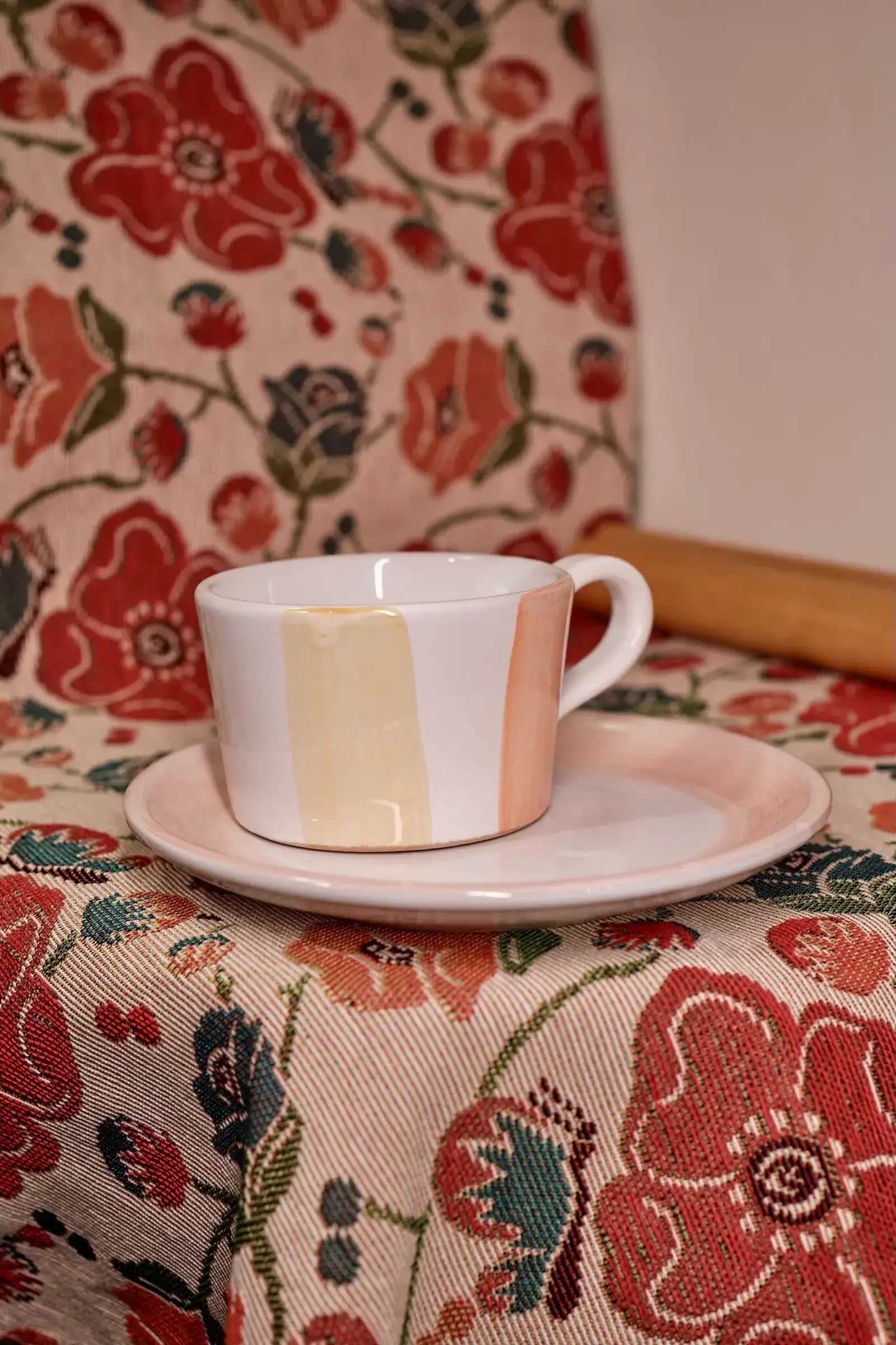 Tazza cappuccino con piattino decoro fasce - La Gabbianella Venezia