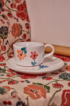 Tazza cappuccino con piattino decoro fiori - La Gabbianella Venezia