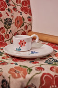 Tazzina caffè con piattino decoro fiori - La Gabbianella Venezia