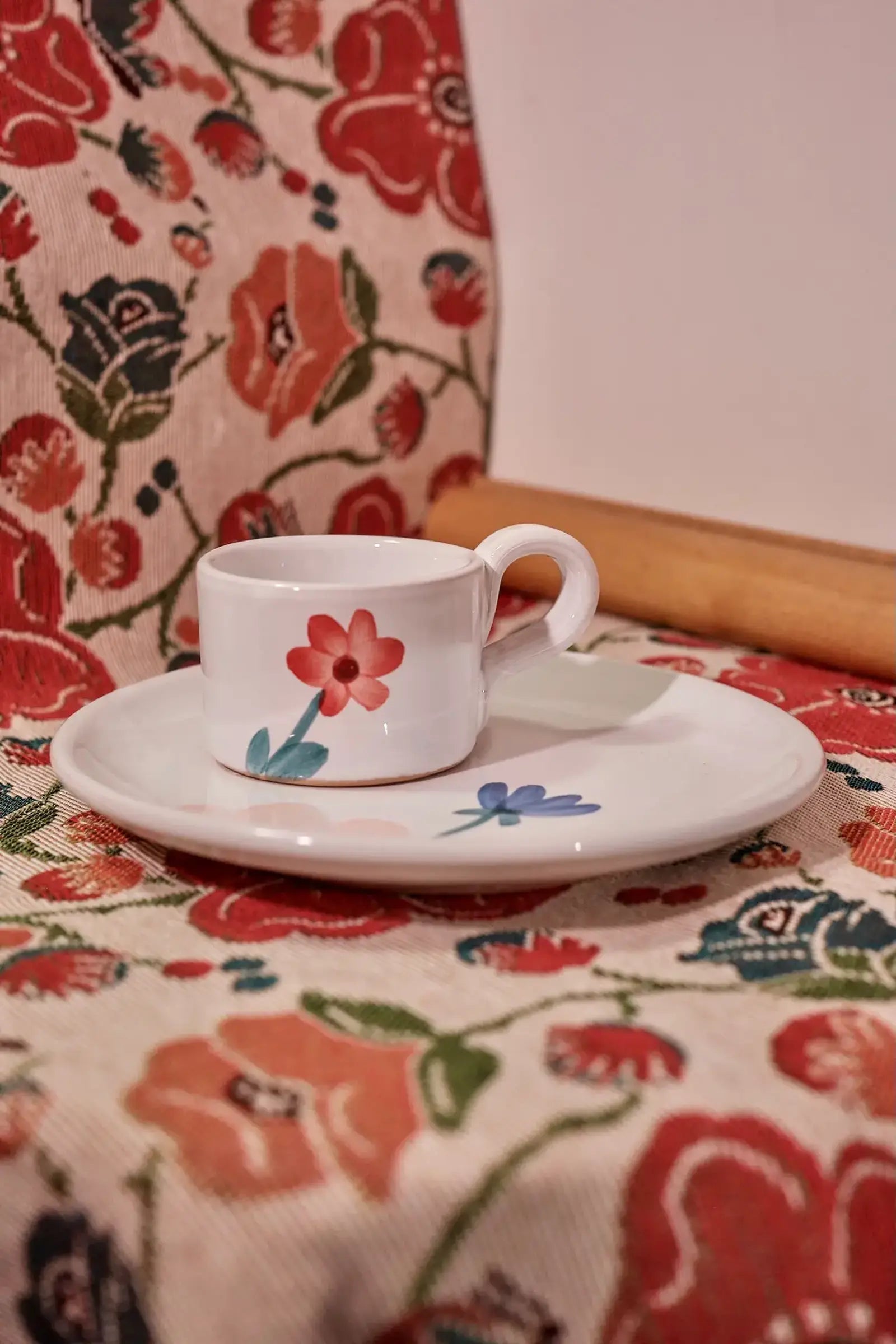 Tazzina caffè con piattino decoro fiori - La Gabbianella Venezia