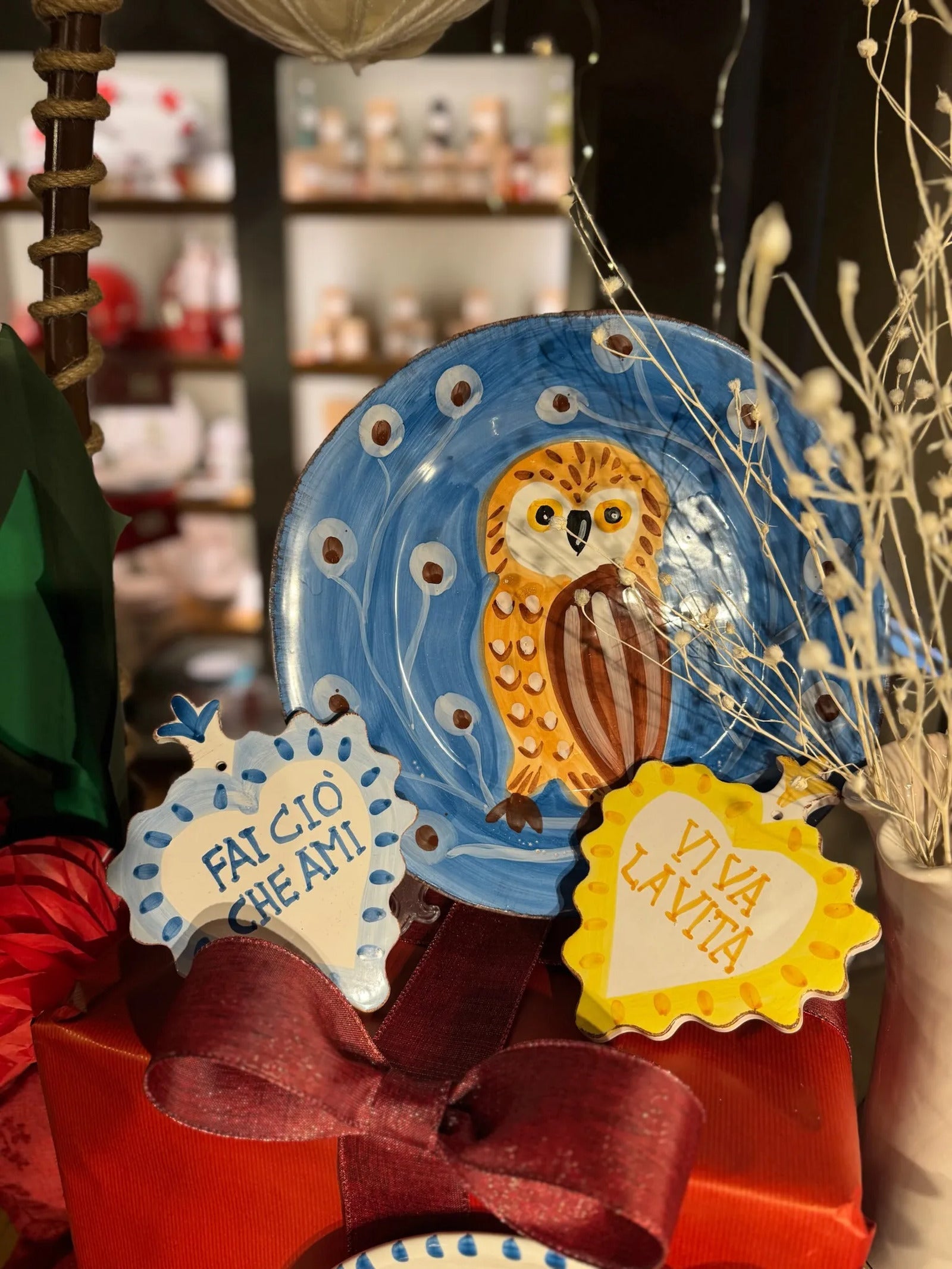 Vassoio e Piatto da portata decoro civetta - La Gabbianella Venezia